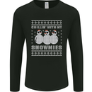 Chillin With My Snowmies Funny Christmas Mens Long Sleeve T-Shirt Black