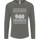 Chillin With My Snowmies Funny Christmas Mens Long Sleeve T-Shirt Charcoal