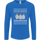Chillin With My Snowmies Funny Christmas Mens Long Sleeve T-Shirt Royal Blue