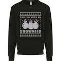 Chillin With My Snowmies Funny Christmas Mens Sweatshirt Jumper Black