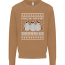 Chillin With My Snowmies Funny Christmas Mens Sweatshirt Jumper Caramel Latte