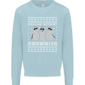 Chillin With My Snowmies Funny Christmas Mens Sweatshirt Jumper Light Blue