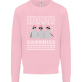 Chillin With My Snowmies Funny Christmas Mens Sweatshirt Jumper Light Pink