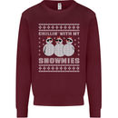 Chillin With My Snowmies Funny Christmas Mens Sweatshirt Jumper Maroon