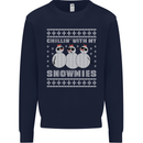 Chillin With My Snowmies Funny Christmas Mens Sweatshirt Jumper Navy Blue