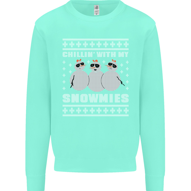 Chillin With My Snowmies Funny Christmas Mens Sweatshirt Jumper Peppermint