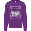 Chillin With My Snowmies Funny Christmas Mens Sweatshirt Jumper Purple
