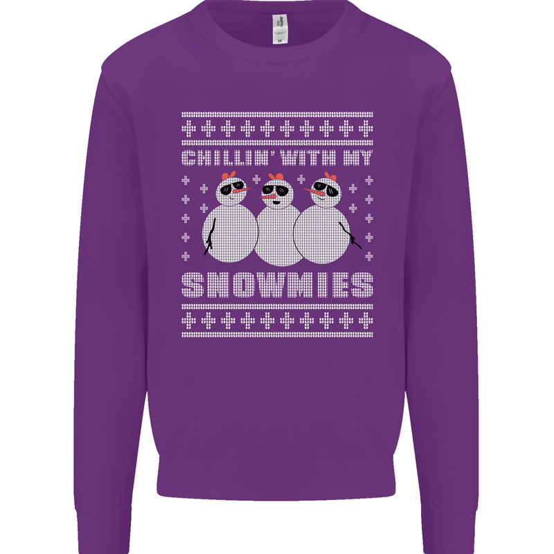 Chillin With My Snowmies Funny Christmas Mens Sweatshirt Jumper Purple