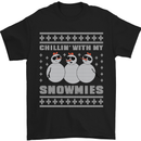 Chillin With My Snowmies Funny Christmas Mens T-Shirt Cotton Gildan Black