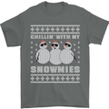 Chillin With My Snowmies Funny Christmas Mens T-Shirt Cotton Gildan Charcoal