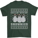 Chillin With My Snowmies Funny Christmas Mens T-Shirt Cotton Gildan Forest Green