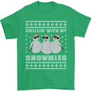 Chillin With My Snowmies Funny Christmas Mens T-Shirt Cotton Gildan Irish Green