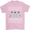 Chillin With My Snowmies Funny Christmas Mens T-Shirt Cotton Gildan Light Pink