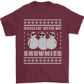 Chillin With My Snowmies Funny Christmas Mens T-Shirt Cotton Gildan Maroon