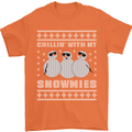 Chillin With My Snowmies Funny Christmas Mens T-Shirt Cotton Gildan Orange