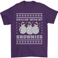 Chillin With My Snowmies Funny Christmas Mens T-Shirt Cotton Gildan Purple