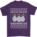 Chillin With My Snowmies Funny Christmas Mens T-Shirt Cotton Gildan Purple