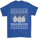 Chillin With My Snowmies Funny Christmas Mens T-Shirt Cotton Gildan Royal Blue
