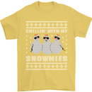 Chillin With My Snowmies Funny Christmas Mens T-Shirt Cotton Gildan Yellow