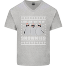 Chillin With My Snowmies Funny Christmas Mens V-Neck Cotton T-Shirt Sports Grey