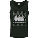 Chillin With My Snowmies Funny Christmas Mens Vest Tank Top Black