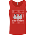 Chillin With My Snowmies Funny Christmas Mens Vest Tank Top Red