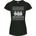 Chillin With My Snowmies Funny Christmas Womens Petite Cut T-Shirt Black