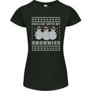 Chillin With My Snowmies Funny Christmas Womens Petite Cut T-Shirt Black