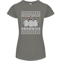 Chillin With My Snowmies Funny Christmas Womens Petite Cut T-Shirt Charcoal