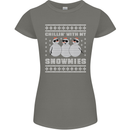 Chillin With My Snowmies Funny Christmas Womens Petite Cut T-Shirt Charcoal