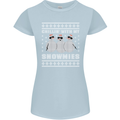 Chillin With My Snowmies Funny Christmas Womens Petite Cut T-Shirt Light Blue