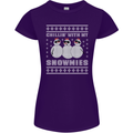 Chillin With My Snowmies Funny Christmas Womens Petite Cut T-Shirt Purple