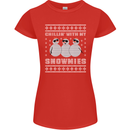 Chillin With My Snowmies Funny Christmas Womens Petite Cut T-Shirt Red