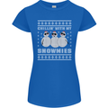 Chillin With My Snowmies Funny Christmas Womens Petite Cut T-Shirt Royal Blue