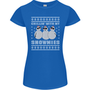Chillin With My Snowmies Funny Christmas Womens Petite Cut T-Shirt Royal Blue