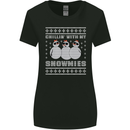 Chillin With My Snowmies Funny Christmas Womens Wider Cut T-Shirt Black
