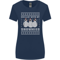 Chillin With My Snowmies Funny Christmas Womens Wider Cut T-Shirt Navy Blue
