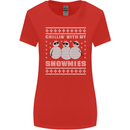 Chillin With My Snowmies Funny Christmas Womens Wider Cut T-Shirt Red