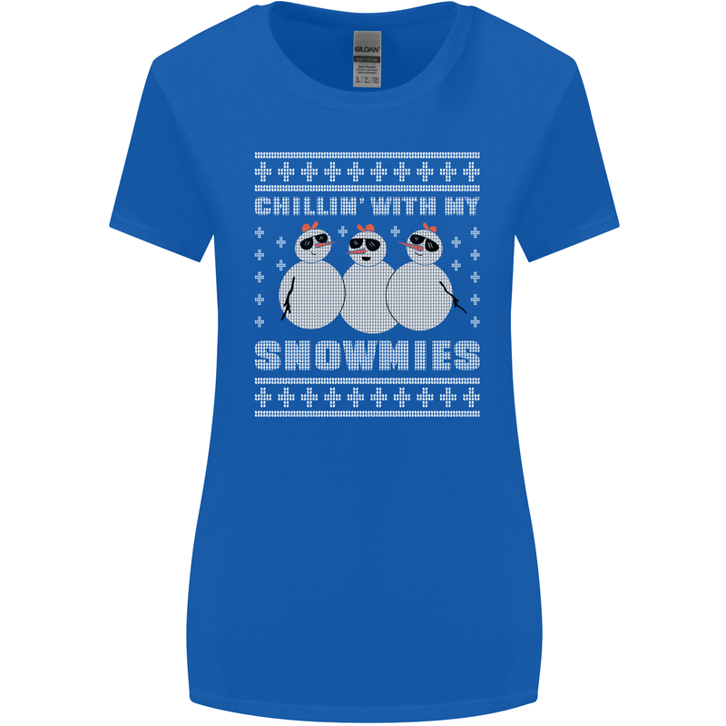 Chillin With My Snowmies Funny Christmas Womens Wider Cut T-Shirt Royal Blue