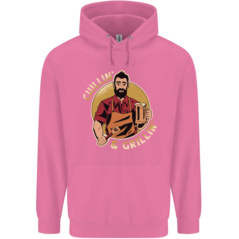 Chillin & Grillin Funny BBQ Beer Camping Childrens Kids Hoodie Azalea