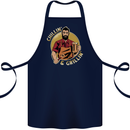 Chillin & Grillin Funny BBQ Beer Camping Cotton Apron 100% Organic Navy Blue
