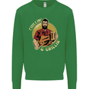 Chillin & Grillin Funny BBQ Beer Camping Kids Sweatshirt Jumper Irish Green