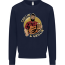 Chillin & Grillin Funny BBQ Beer Camping Kids Sweatshirt Jumper Navy Blue