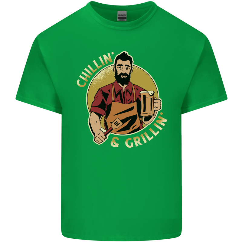 Chillin & Grillin Funny BBQ Beer Camping Kids T-Shirt Childrens Irish Green
