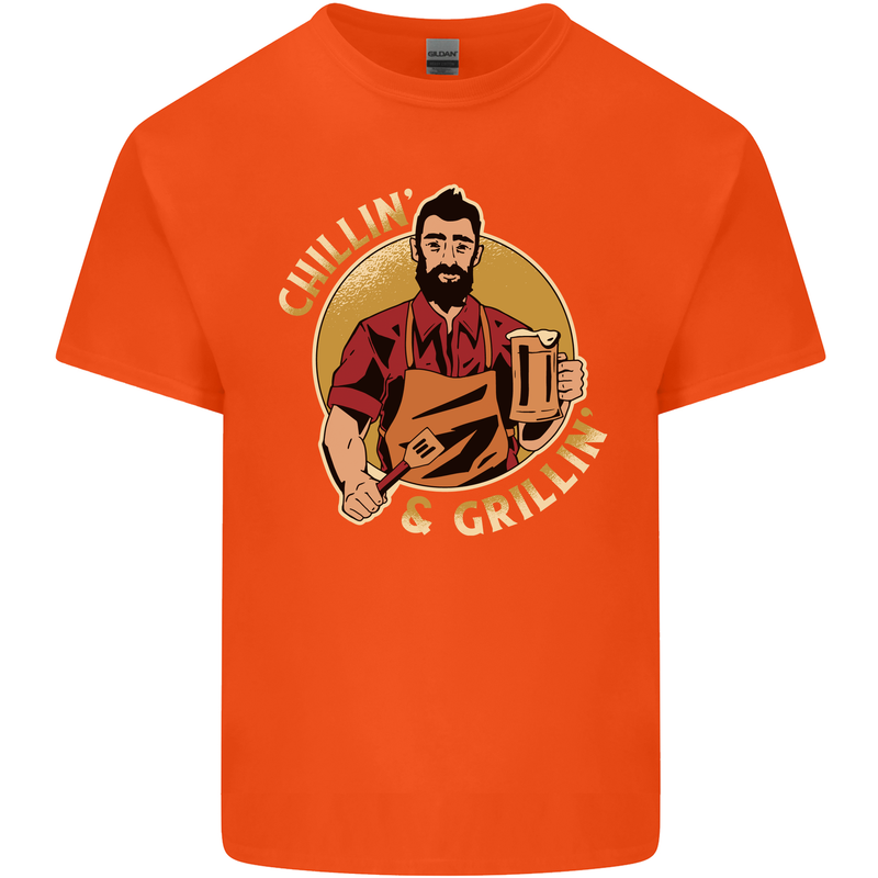 Chillin & Grillin Funny BBQ Beer Camping Kids T-Shirt Childrens Orange