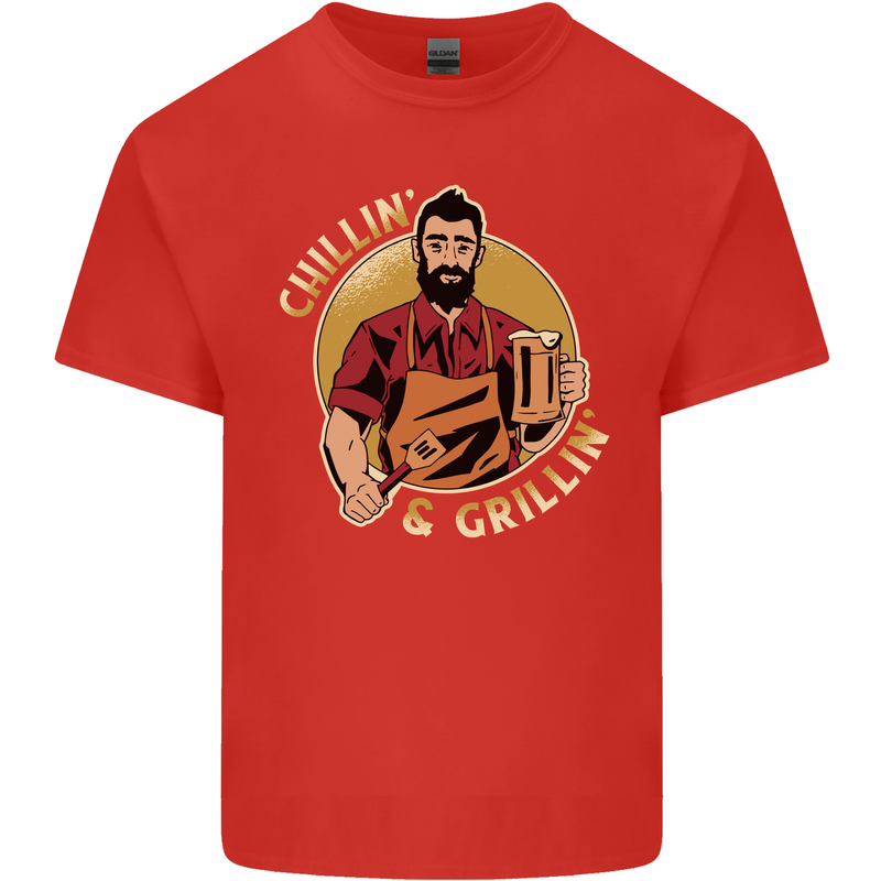 Chillin & Grillin Funny BBQ Beer Camping Kids T-Shirt Childrens Red