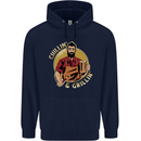 Chillin & Grillin Funny BBQ Beer Camping Mens 80% Cotton Hoodie Navy Blue