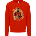 Chillin & Grillin Funny BBQ Beer Camping Mens Sweatshirt Jumper Bright Red