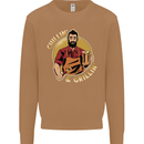 Chillin & Grillin Funny BBQ Beer Camping Mens Sweatshirt Jumper Caramel Latte