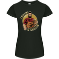 Chillin & Grillin Funny BBQ Beer Camping Womens Petite Cut T-Shirt Black